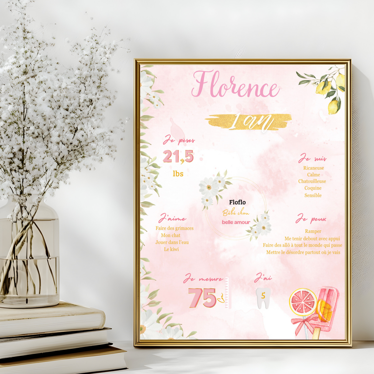 Affiche anniversaire limonade floral