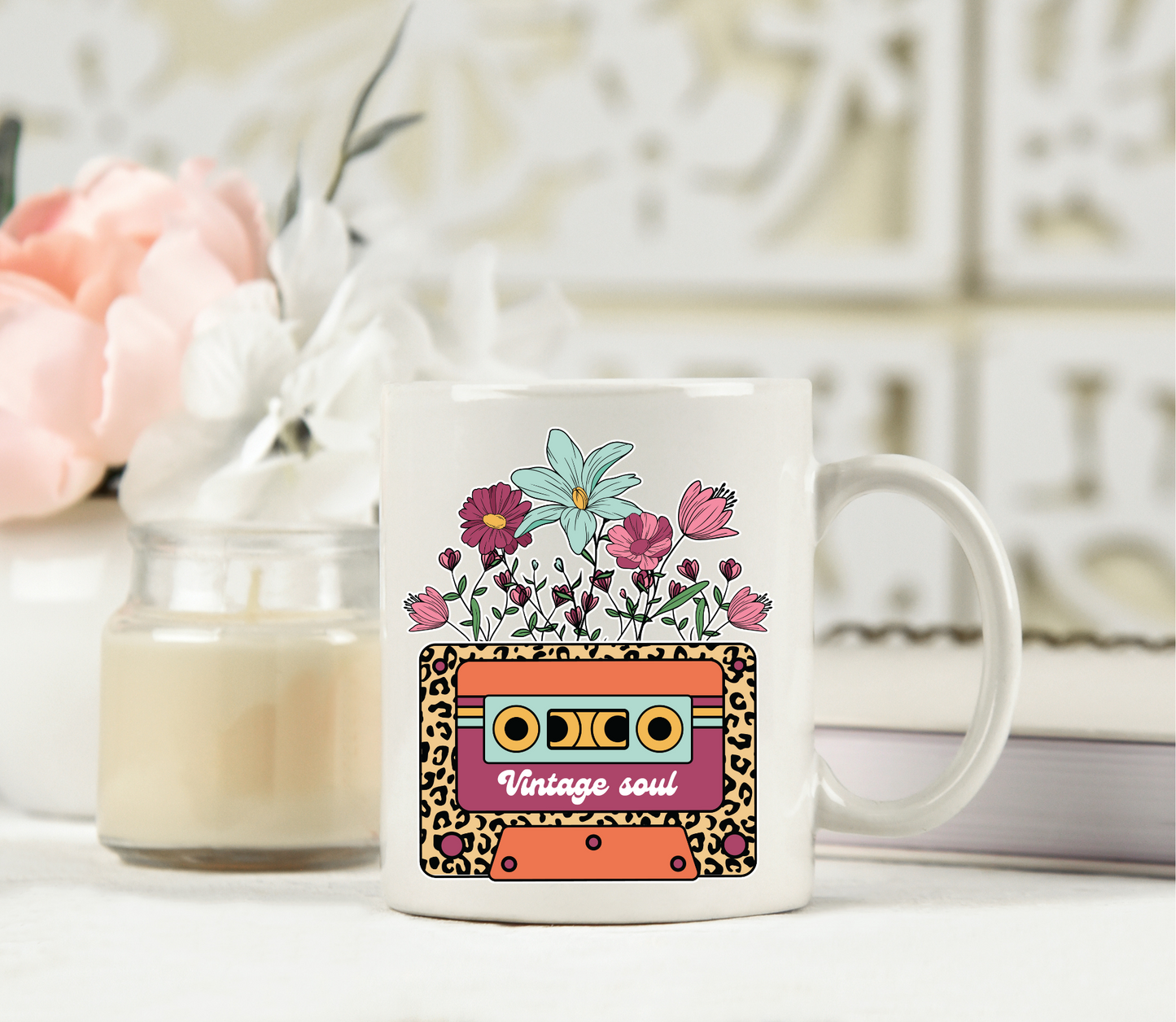 Cassette vintage tasse céramique